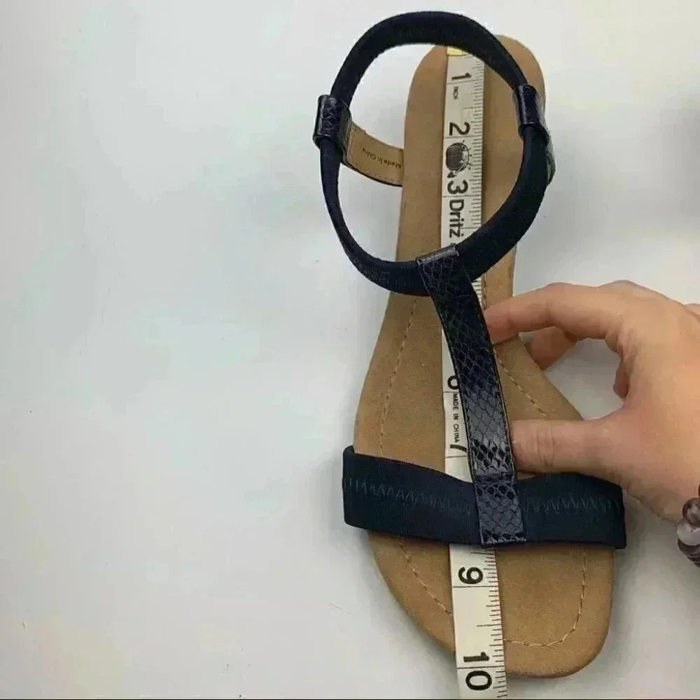 Alfani heels size 10 navy blue snakeskin print t-strap wedges coastalgranny